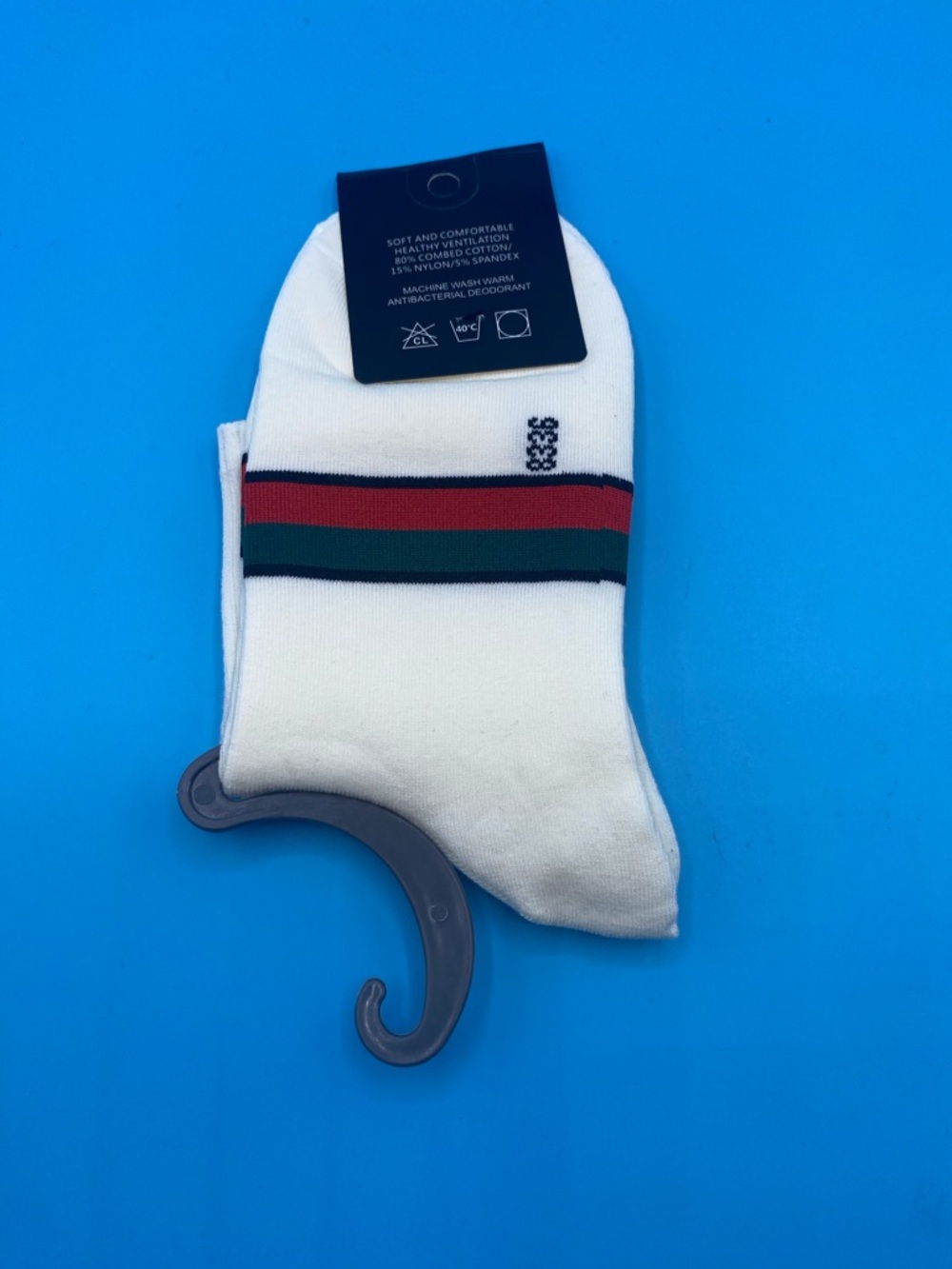 Gucci White Crew Socks with Black GG Logo - Picture 2 of 2